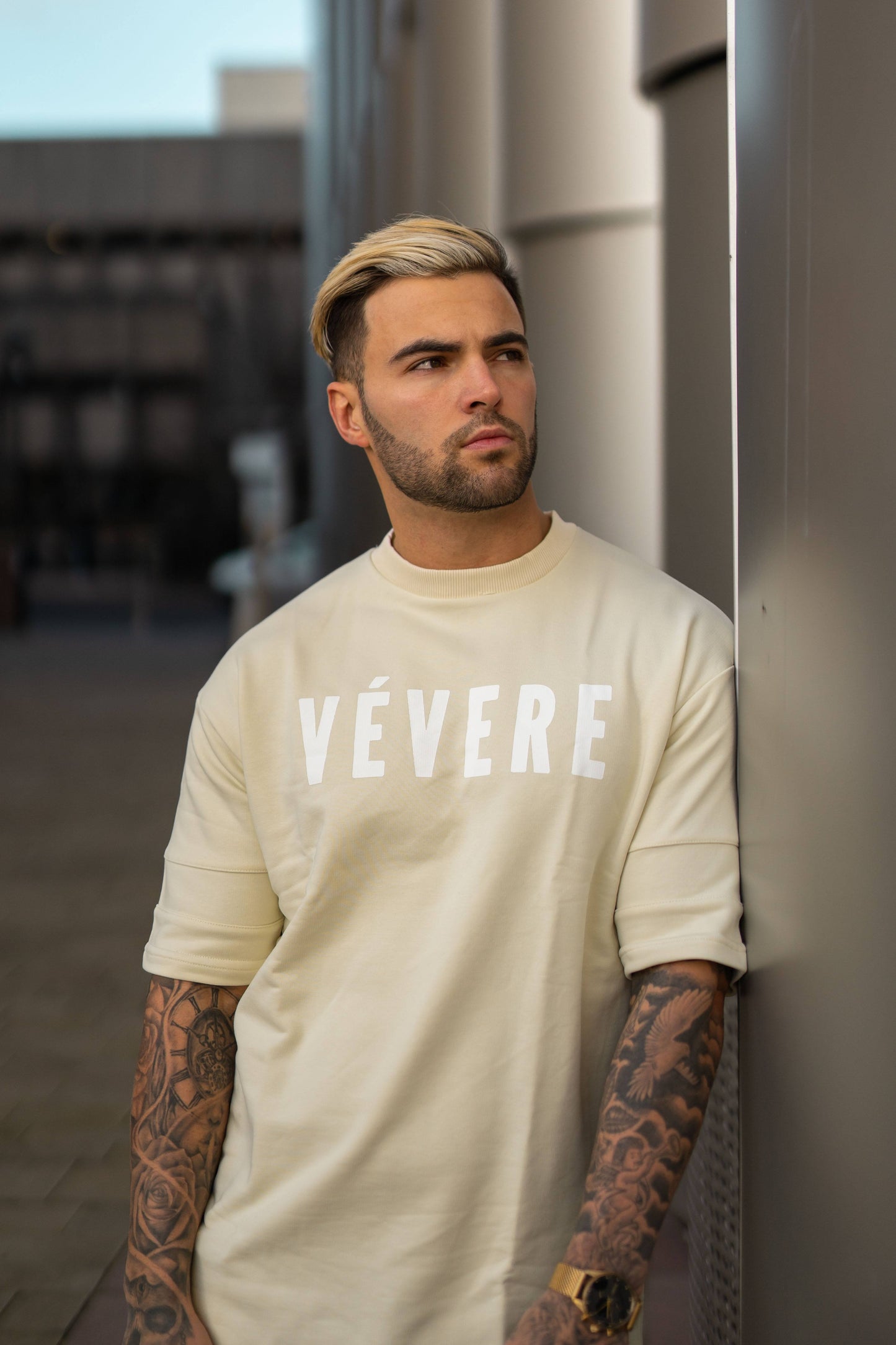 Cream Oversized T-Shirt hero 2- Vevere