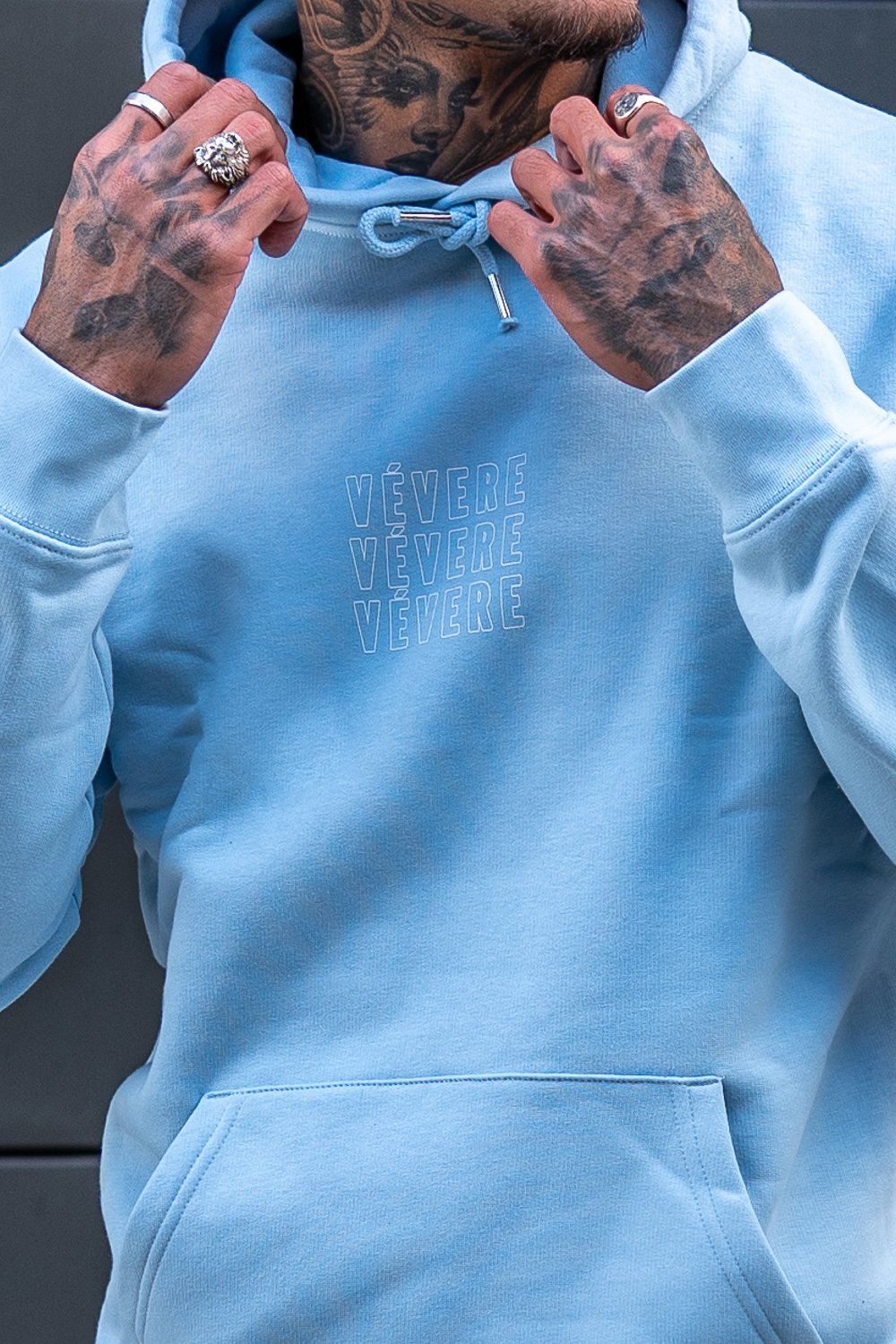 Dusky Blue Tré Hoodie hero 2- Vevere