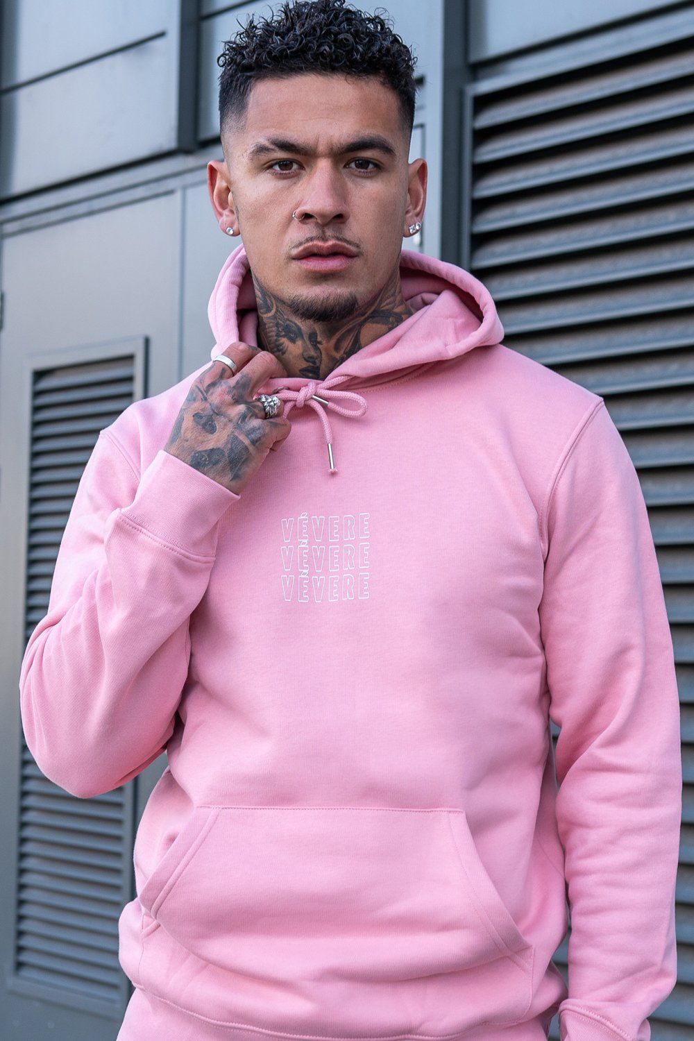 Dusky Pink Tré Hoodie front  3- Vevere