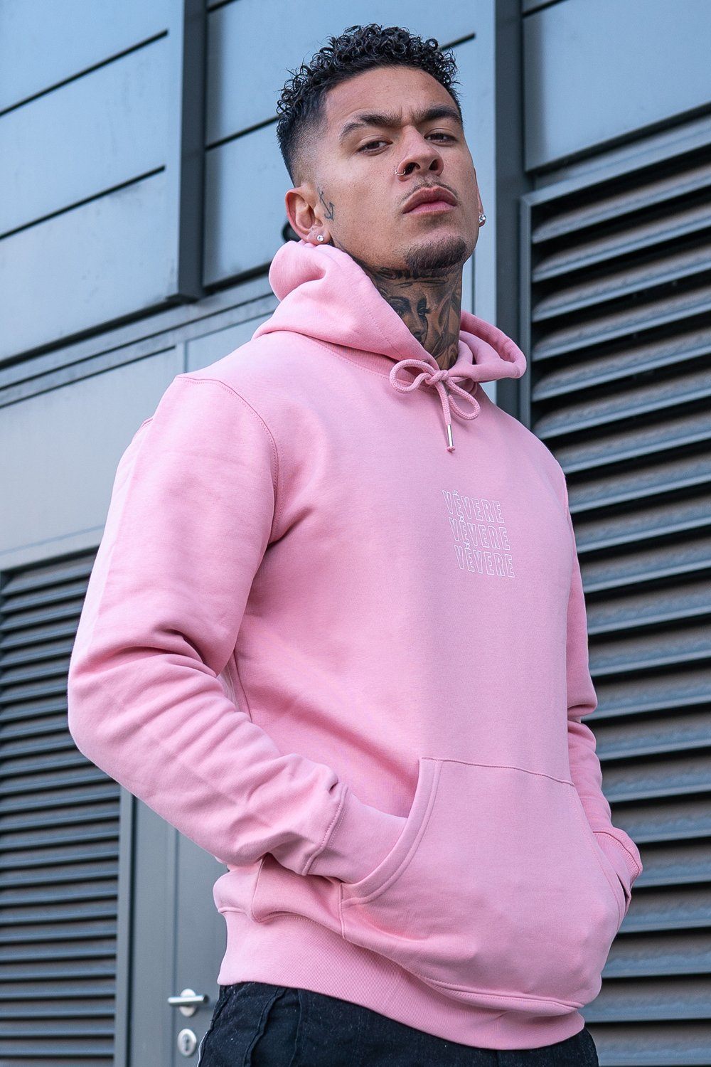 Dusky Pink Tré Hoodie front - Vevere