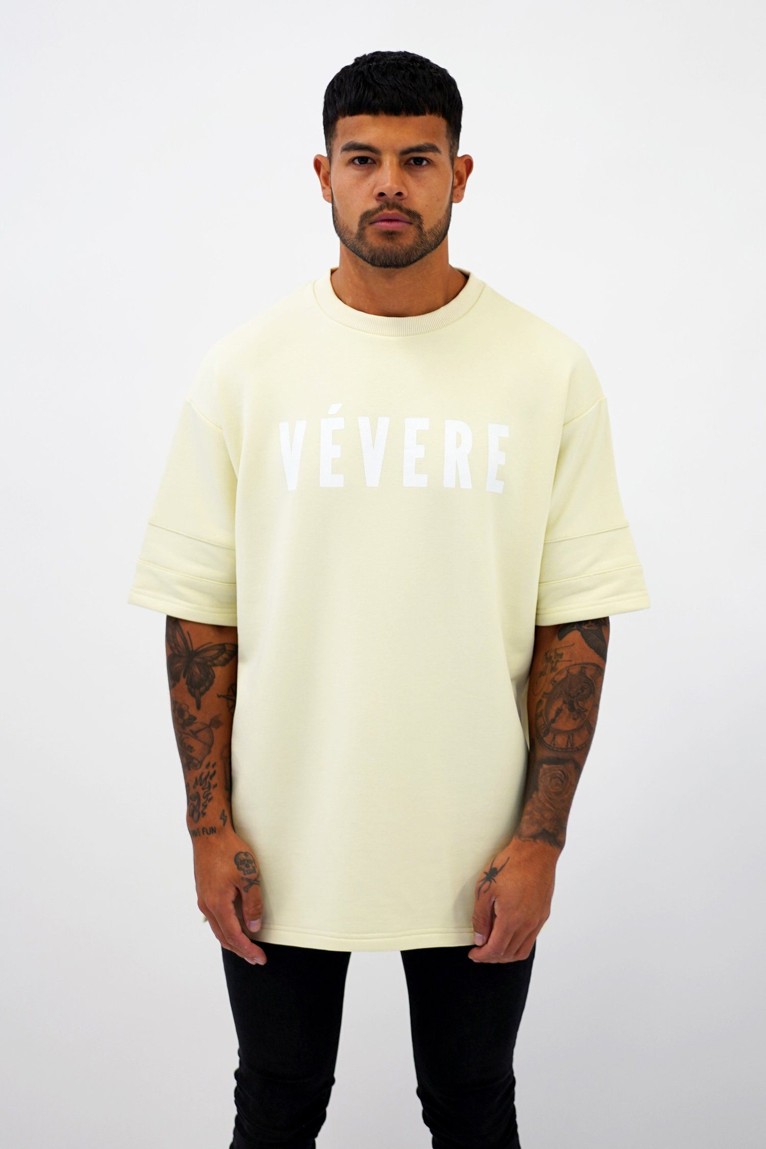 Cream Oversized T-Shirt front- Vevere