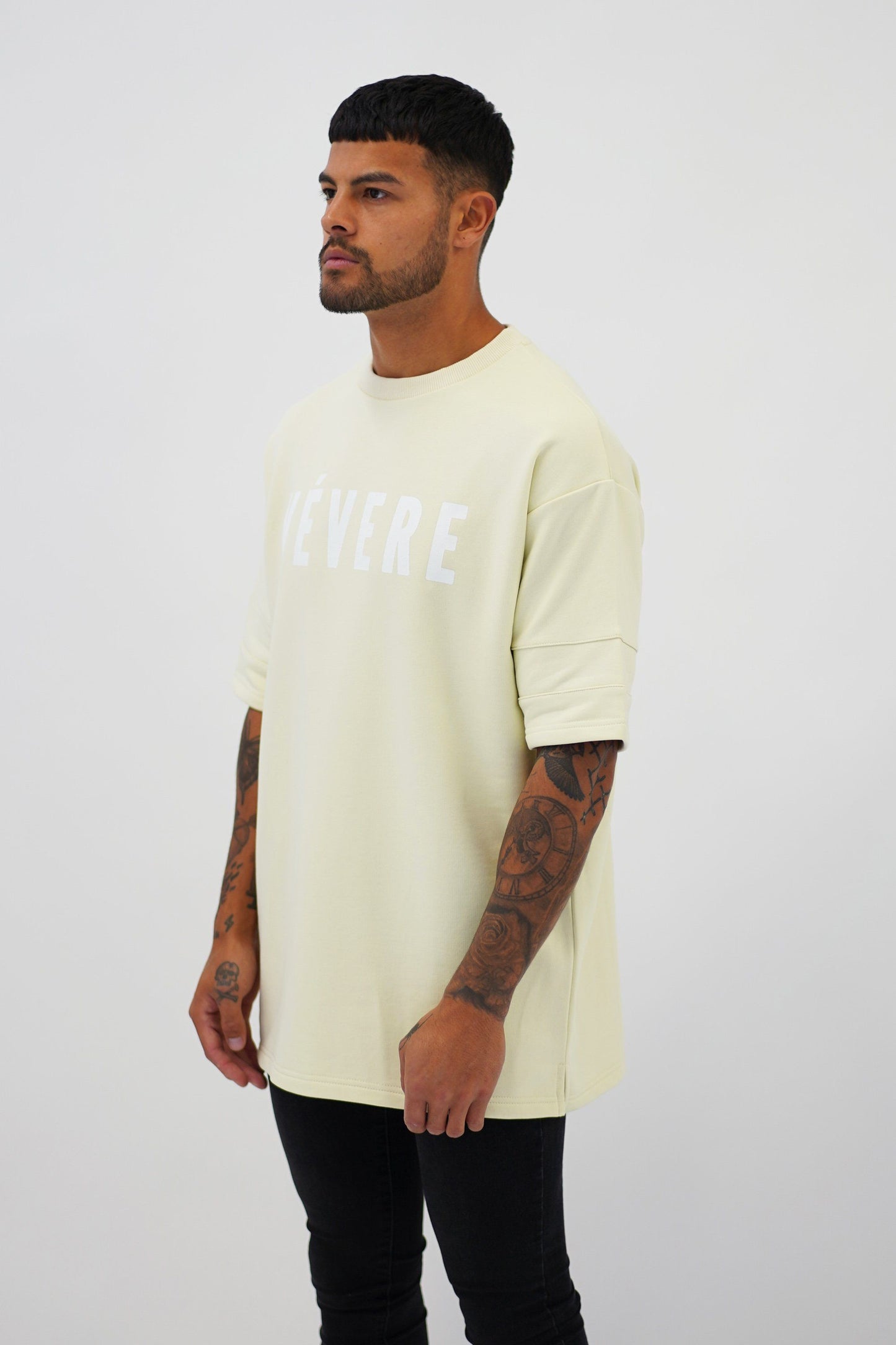 Cream Oversized T-Shirt side - Vevere