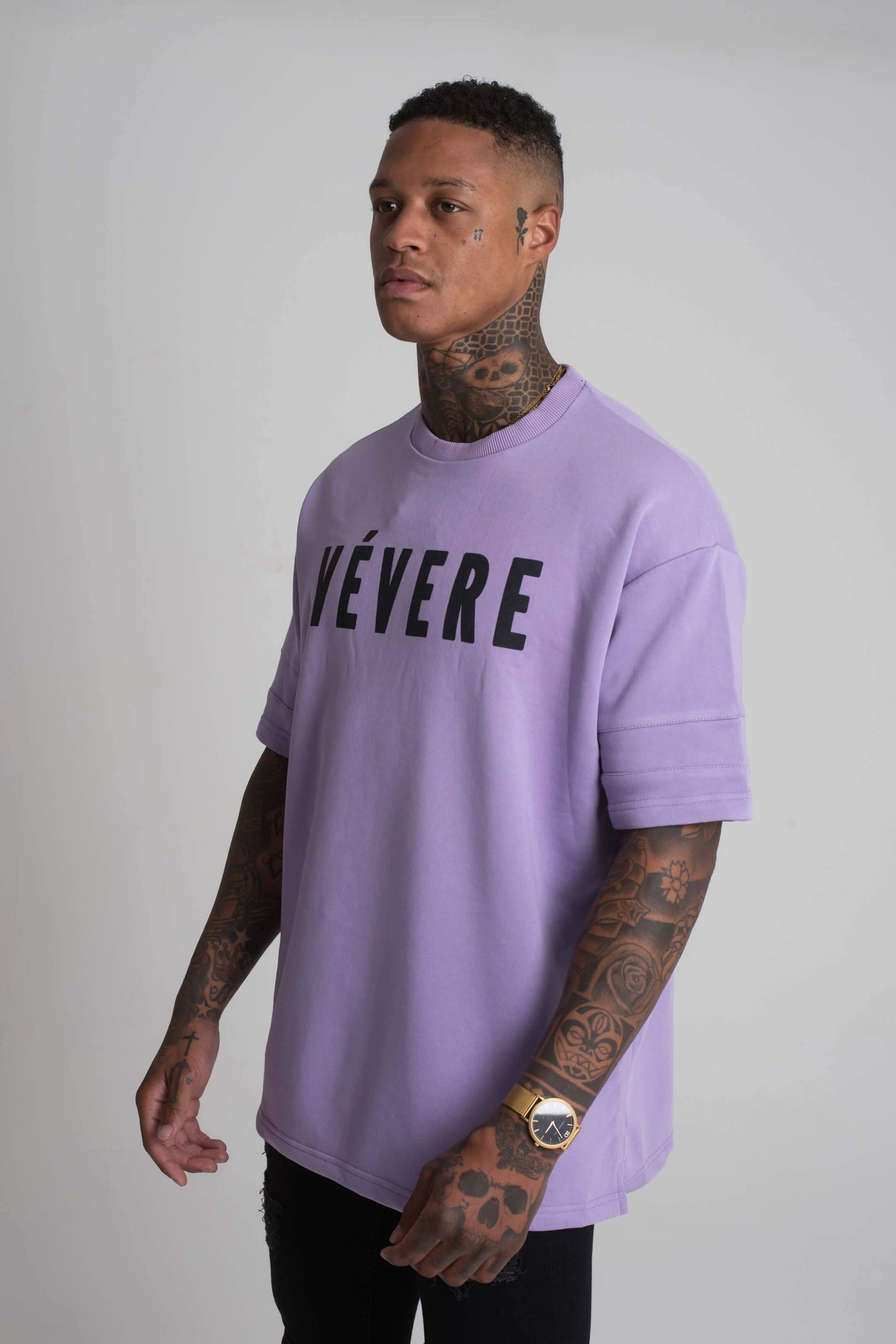 Lilac Oversized T-Shirt side - Vevere