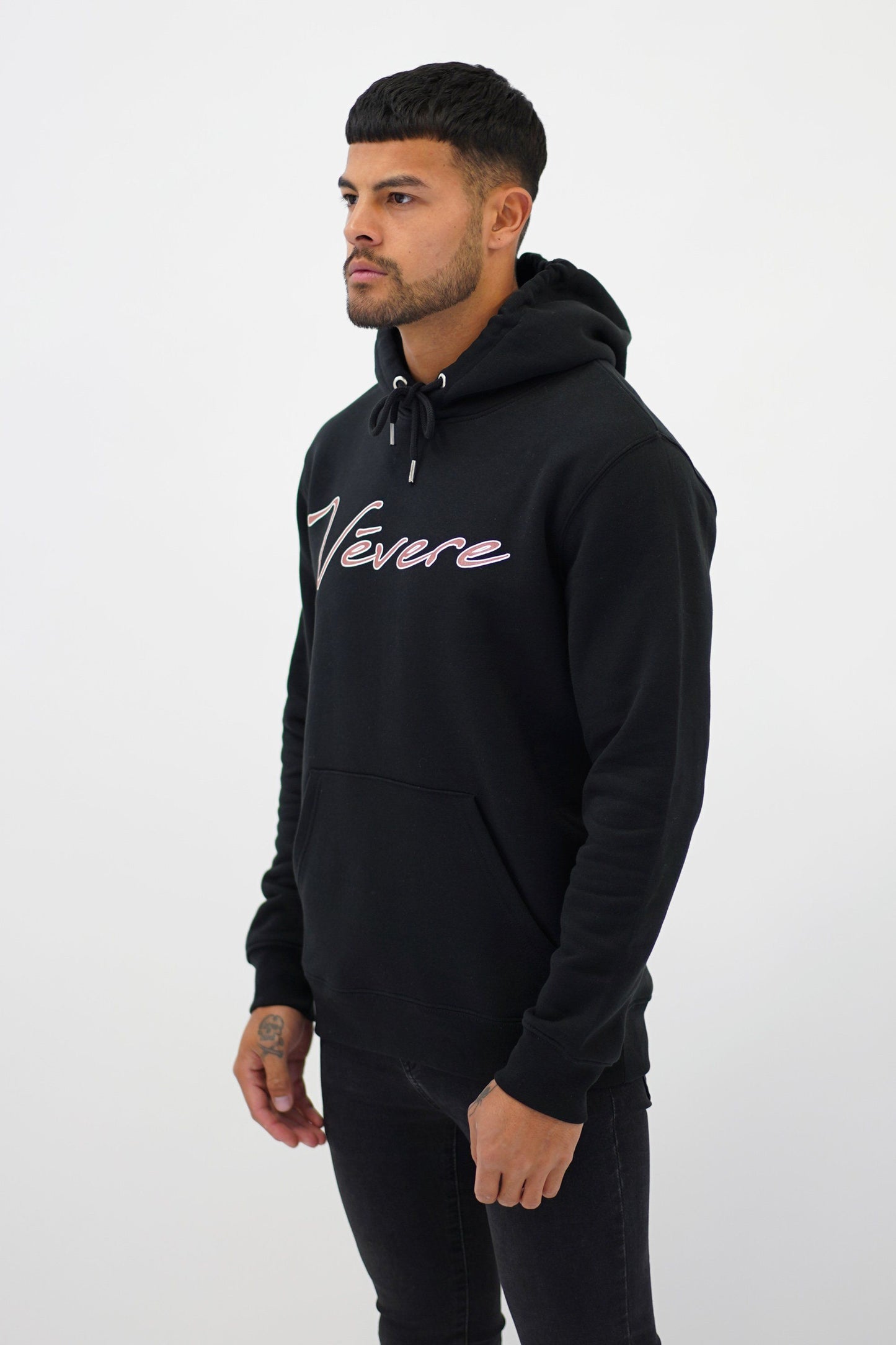 Black & Maroon Tessio Hoodie Side - Vevere