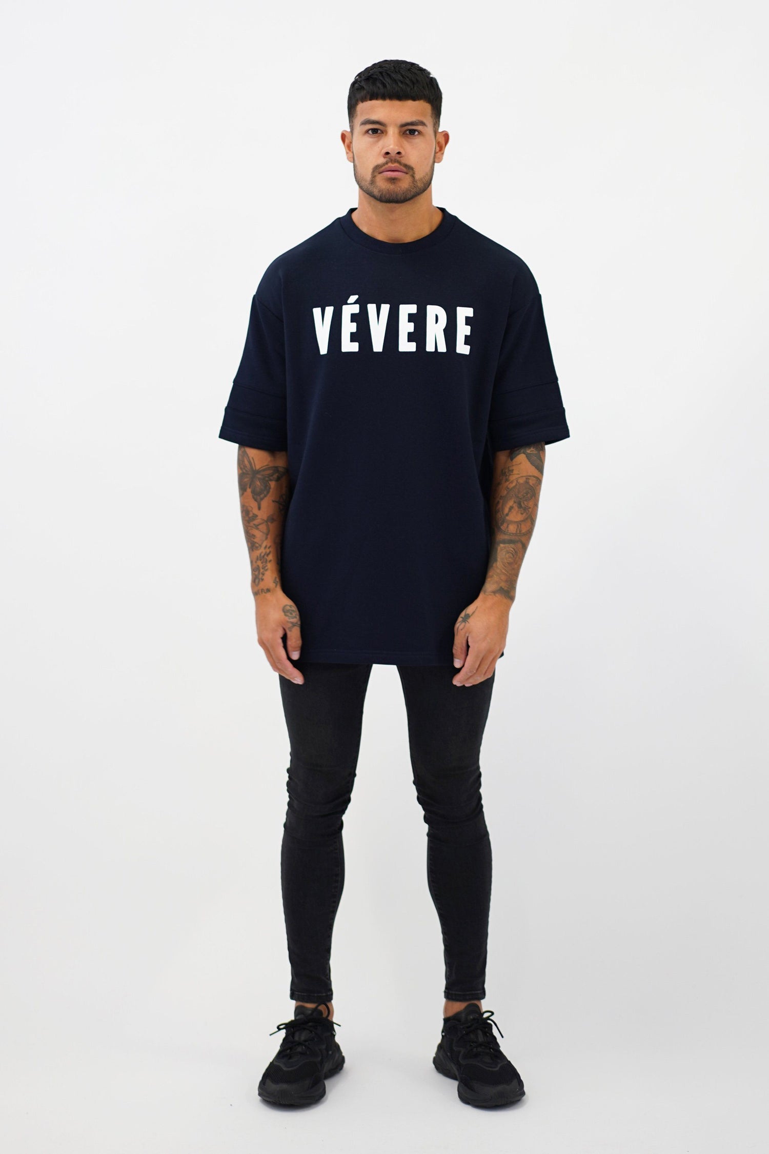 Navy Blue Oversized T-Shirt front 3- Vevere
