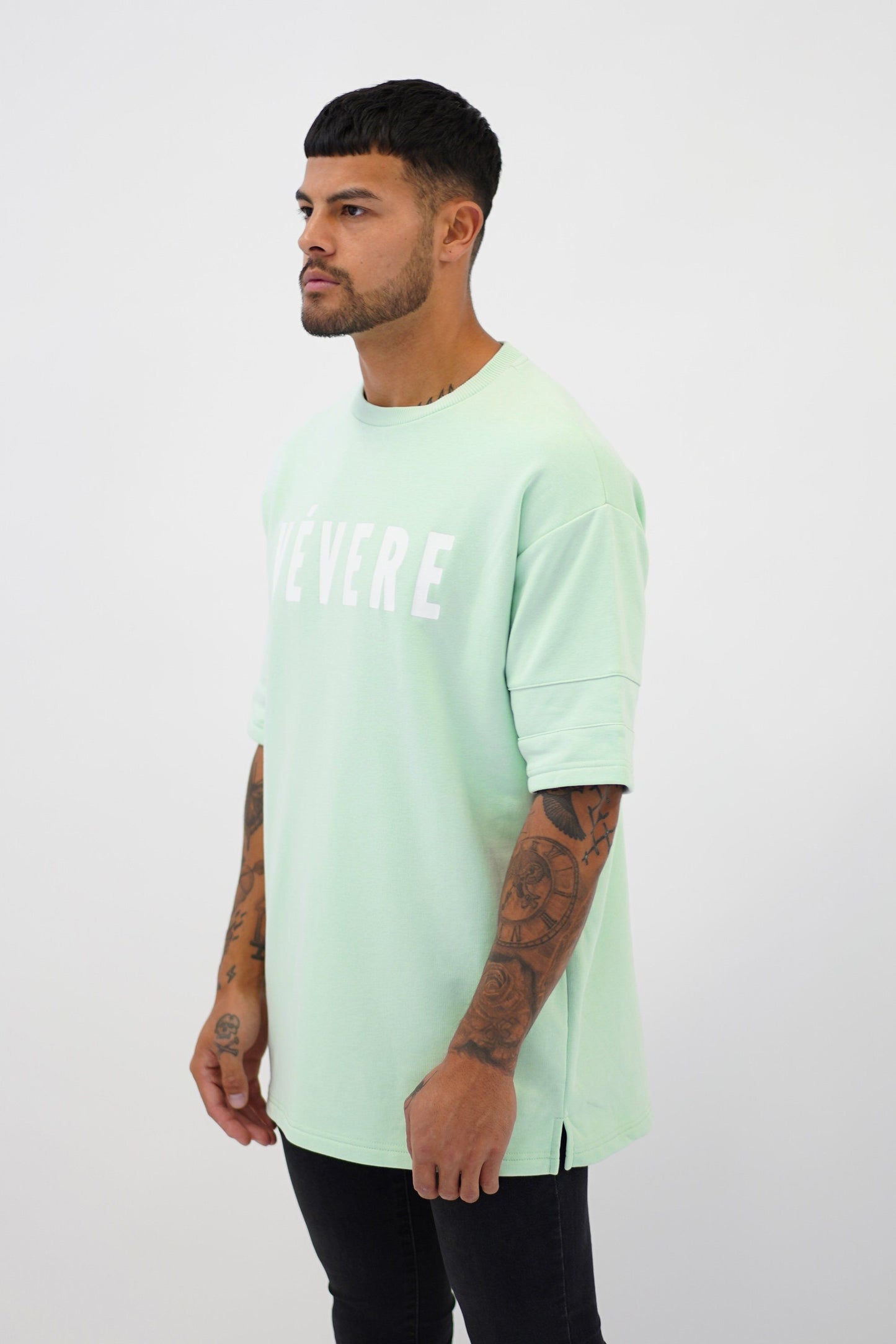 Pastel Green Oversized T-Shirt side - Vevere